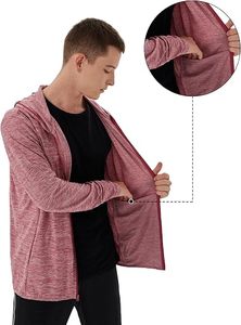 เสื้อฮู้ดซิปผู้ชาย สีแดงเลือดหมู ทรงปกติ ผ้าทอ 100% คอตตอน ระบายอากาศได้ดี เป็นมิตรกับสิ่งแวดล้อม สวมใส่สบาย สีพื้น เหมาะสำหรับฤดูใบไม้ร่วง แบรนด์ Beazer Sports - Product Image 2
