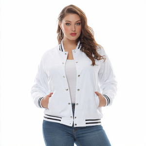 Crew Neck Button Down Varsity Jacket Women Plus Size Baseball Varsity Jackets Ladies 100% <b>Wool</b> Varsity Jacket Tops Women's - Product Image 2