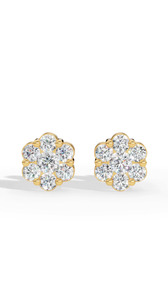 Pendientes con Diseño Floral, Lujosos, para Novia, Compromiso, Boda, Aniversario, con Diamantes Cultivados en Laboratorio D E VVS, Plata Plateada - Product Image 5