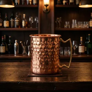 Jarra de Cerveza de Cobre Sólido con Asa de Latón, Recargable, Vaso Moderno para Bar, Hogar, Fiesta, Camping, Regalo - Product Image 6
