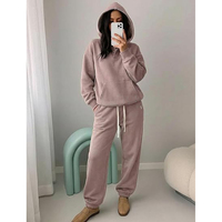 Ensemble de survêtement 2 pièces pour femme : sweat à capuche oversize et pantalon de jogging en polaire respirante, idéal pour l'automne, style streetwear décontracté