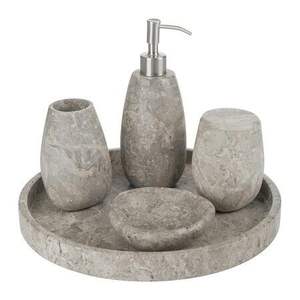 Accessoires de salle de bain en marbre blanc, l'ensemble principalement composé de flacon à lotion et de porte-savon. - Product Image 4