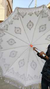 Parasol de jardin pliant en tube de fer à motif unique imprimé en relief, style bohème indien, parasol de plage, protection solaire pour patios, fait main - Product Image 5