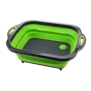 Planche à découper pliable avec évier intégré, gadget de cuisine multifonction pliable pour la maison et le camping, matériau PP+TPE - Product Image 2