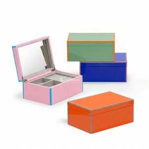 Moderna Caja Organizadora de Cosméticos con Espejo, Cajas para Joyas en Colores Rosa, Naranja, Azul y Verde - Product Image 1