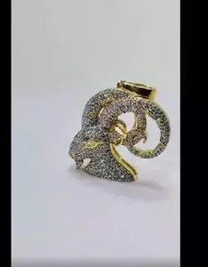 Pendentif Tête de Bélier Hip Hop Moissanite, Collier Zodiaque Bélier Sertie de Pierres, Plaqué Or, Breloque Horoscope Bling, Bijoux Zodiaque Personnalisés - Product Image 5