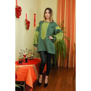 Top de Verano para Mujer Estilo Vintage 2024, Tejido de Satén Verde y Amarillo con Bordado, Manga Larga, Decoración con Cremallera, Estilo Natural y Elegante - Product Image 5