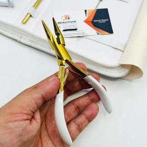 Pinza de presión para extensiones de cabello, de acero inoxidable chapado en oro, para cabello Remy y trama individual, kit de herramientas para extensiones de cabello chino, peine blanco y pinza de cocodrilo - Product Image 2