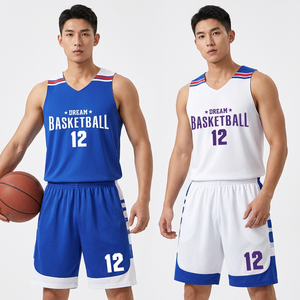 Ensemble de maillots de basket-ball Dream, col en V, sans manches, impression sublimée, polyester respirant, unisexe adulte, toutes saisons, uniformes d'équipe - Product Image 5