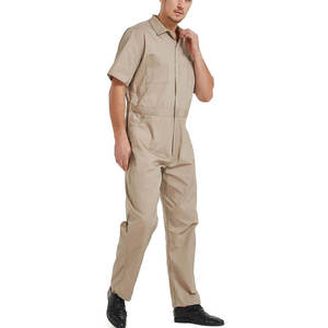 Combinaison de travail à manches courtes en coton respirant pour homme, couleur kaki, pour usage industriel - Product Image 6