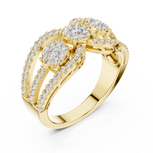 Anillo de Diamantes Cultivados en Laboratorio con Corte Redondo, Oro Sólido de 14K/18K, Diseño Floral, 0.75 CT, DEF VVS, Joyería Fina, Anillo de Compromiso, Venta al Por Mayor - Product Image 3