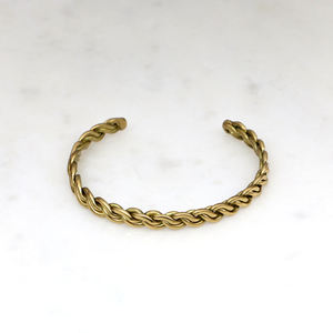 Bracelet en laiton torsadé fait main pour hommes et femmes |   Bracelet en or tressé de style vintage |   Bijoux rustiques bohèmes en cadeau - Product Image 4