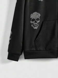 Nouveau design unique 2026 – Sweat à capuche zippé pour femme, imprimé uni, en polaire épaisse, écologique, automne-hiver, broderie 3D et strass - Product Image 6