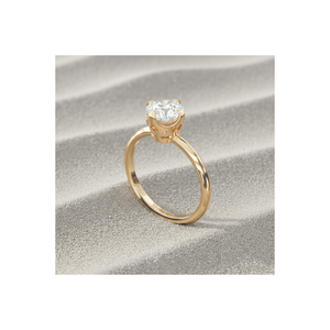 Bague de fiançailles solitaire à pointe de boussole plaquée or rose |   pour bague en diamant cultivé en laboratoire certifié |   Bague de fiançailles minimaliste - Product Image 1