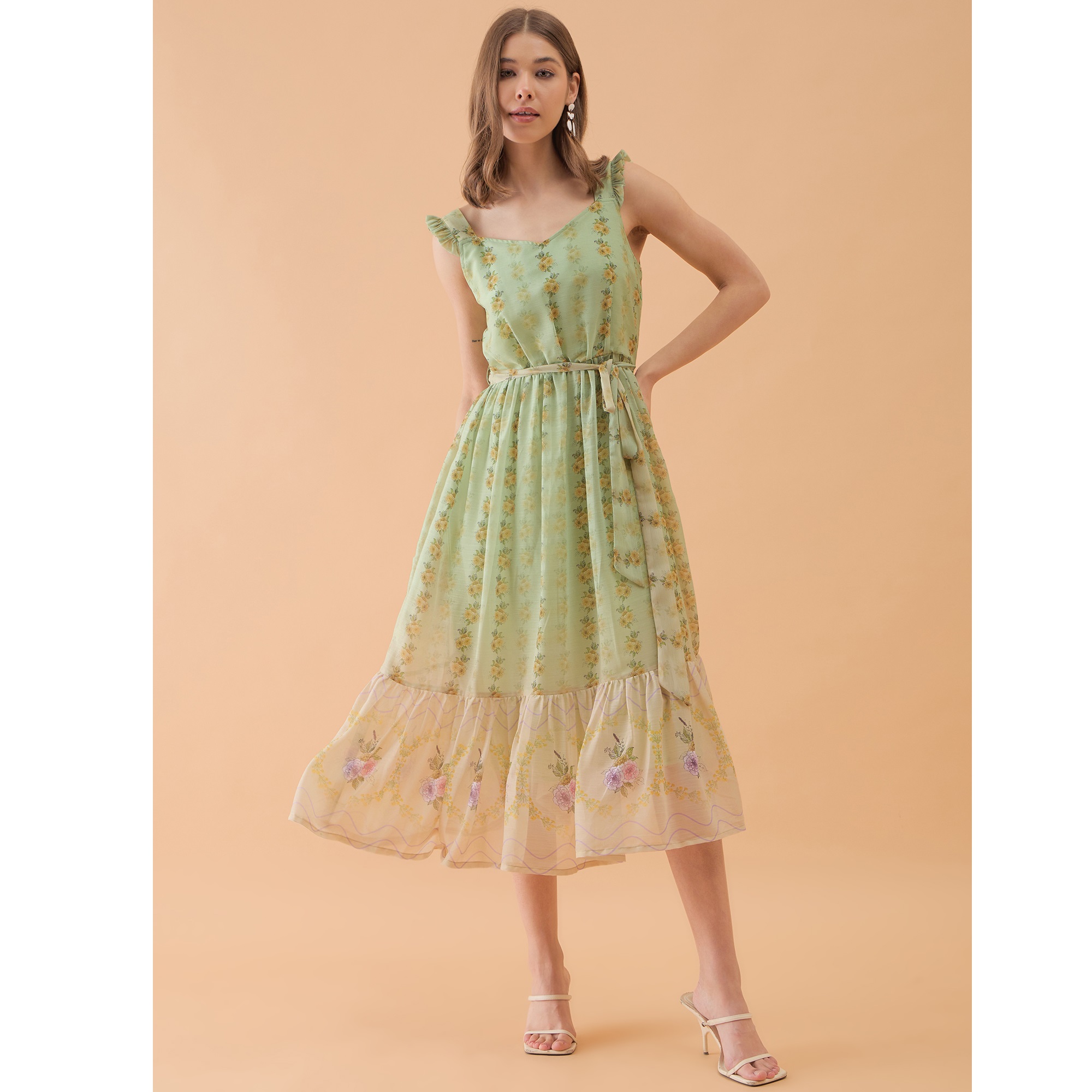 slim fit dress slacks Girls Lime Green Mesh Fit & Flare Dress