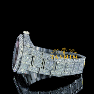 Reloj Deportivo de Lujo para Hombre con Diamantes VVS, 41 mm, Cristal Analógico, 20 mm, Negro, Blanco y Dorado, Chapado en Dos Tonos, Acero Inoxidable ETA - Product Image 3