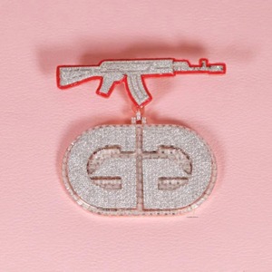 Fully Iced Out Custom Moissanite <b>Pendant</b> Hip Hop <b>Pendant</b> Gun Bail <b>Pendant</b> Enamel Latter <b>Pendant</b> Personalized <b>Initial</b> <b>Pendant</b> - Product Image 1