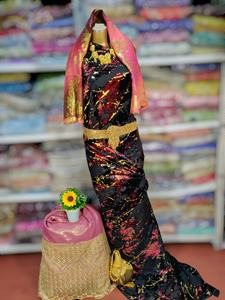 Nouveau Tissu Exclusif Écologique 100% Soie Traditionnelle Somalienne Maqbal/Dirac en Velours Jacquard Sergé Uni de Poids Moyen pour Ensemble de Robe - Product Image 2