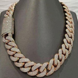 Chaîne cubaine en argent 925 avec diamants Moissanite, style Hip Hop, entièrement sertie, collier de luxe pour homme, exportateur indien, à vendre - Product Image 2