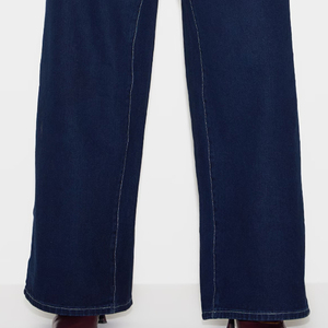 Jean cargo en denim taille haute pour femme grande taille, délavé, avec broderie et braguette zippée, personnalisable OEM - Product Image 2