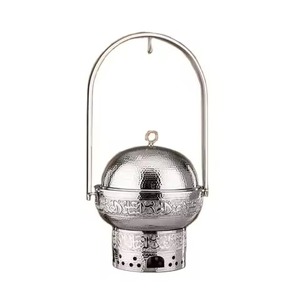 Nouvel arrivage : Réchaud à trois compartiments avec couvercle en dôme cannelé, style arabe, pour le maintien au chaud des aliments, idéal pour le Ramadan, les banquets, la restauration et les hôtels. - Product Image 4