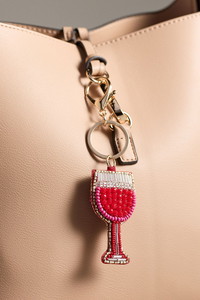 Porte-clés brodé perlé personnalisé artisanal : banane/cerise/fraise/soleil/hibou/vin – Objets décoratifs - Product Image 5