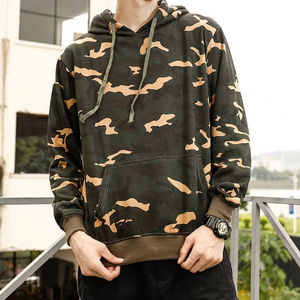 Sweat-shirts à capuche amples en molleton brossé mélange coton-polyester pour hommes, avec logo personnalisé, motif camouflage, vente en gros - Product Image 4