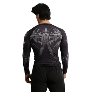 Camiseta de Compresión Personalizada para Hombre, Manga Larga, Diseño Gráfico en Blanco y Negro, Cuello Redondo, Ajustada, para Gimnasio, Entrenamiento, Deporte, Capa Base Deportiva - Product Image 3