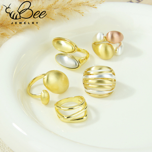 Anillos Gruesos Irregulares Elegantes y Sencillos de 14k, Anillo Geométrico Antideslustre para Mujer, Joyería para Fiesta de Graduación - Product Image 5