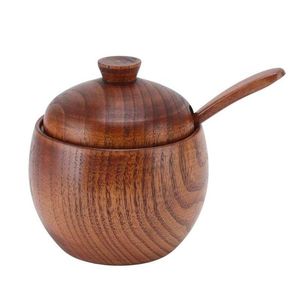 Wood Salt and Pepper Bowl <b>Box</b> Cellar Container Divided with Serving Spoon and Customized Size Cheap Price - Product Image 1