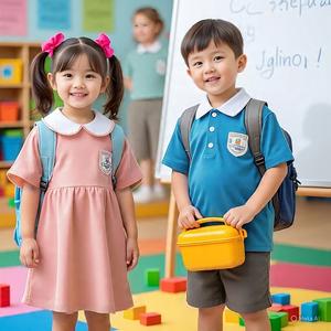 Uniforme Escolar Personalizado al por Mayor para Jardín de Infancia y Primaria, Estilo Internacional, Amarillo/Azul - Product Image 2