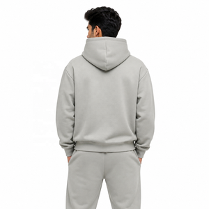 OEM Structured Custom Hoodies Set Men Minimalist Thick-Knit Sweatshirt Pullover <b>Tracksuit</b> Modern Streetwear Winter Warm Outfit - Product Image 3