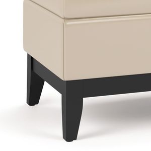Satin Cream Oregon <b>Storage</b> Ottoman Bench with Tray Elegant <b>Stools</b> & Ottomans - Product Image 6