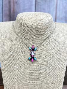 Collier artisanal en coton turquoise, argent sterling, style bohème du Sud-ouest, bijou statement, cadeau artisanal pour elle - Product Image 1
