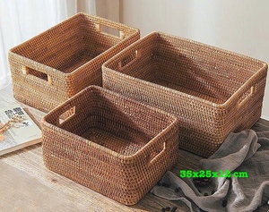 International Standard Eco-Friendly Rattan Handicrafts Rectangle Woven Basket for Storage Organizer Decoration Custom Size - Product Image 6