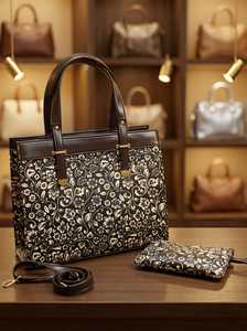 Bolso Tote Elegante con Estampado Floral, Asas de Cuero Vegano y Monedero - Product Image 2