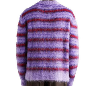 <b>Men's</b> Purple Striped Knit Pullover Mohair Sweater Soft <b>Winter</b> <b>Jumper</b> - Product Image 2
