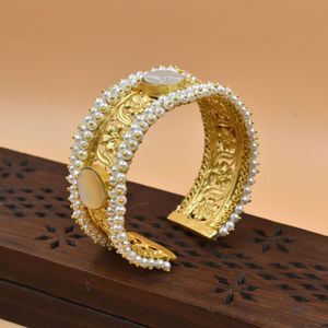 latest trending <b>indian</b> fashionable handmade designer goldplated brass Traditional look openable <b>bangle</b> for girls and wome - Product Image 2