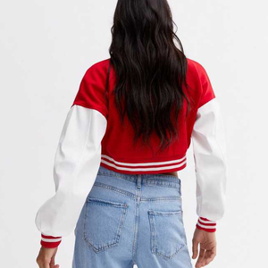 Hot Selling Custom Logo Women Wool Dyed <b>Quilted</b> Winter Varsity Jacket with Cotton Lining Breathable Plain Design Baseball Coat - Product Image 5