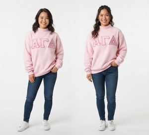 Sudadera Casual de Cuello Alto para Mujer, Holgada y Oversize, con Diseño Gráfico de Letras Griegas Bordadas Personalizadas - Product Image 1