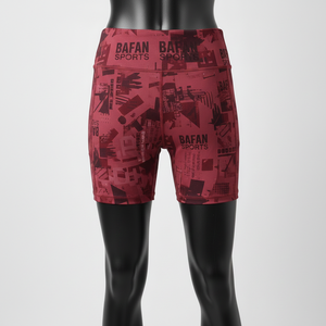 Short de sport rouge imprimé en polyester et élasthanne 230 GSM, tissu extensible doux, logo personnalisé par sublimation - Product Image 2