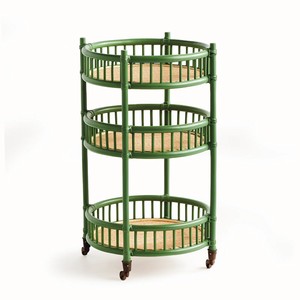 Mobile tea coffee serving carts natural cane drink trolley bohemian style rattan drinks cart - Product Image 1