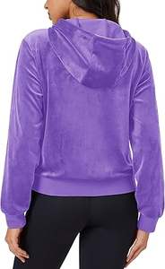 Sudaderas con Capucha de Terciopelo para Mujer, Color Sólido Personalizado, Cierre Frontal, Felpa, Cálidas, Estilo Hip Hop, Deportivas, Yoga, Térmicas - Product Image 2