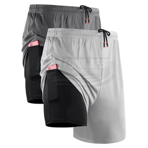 Shorts de sport décontractés pour hommes, coupe ample, technologie de séchage rapide, doublure compressive, tissu respirant, fermeture à cordon de serrage sur le devant - Product Image 5