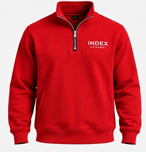 Sudadera Deportiva de Manga Larga con Cuello Alto y Cierre de Cremallera Roja para Hombre, Marca Index Apparel - Product Image 5