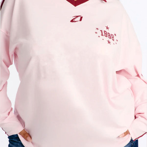 Maillot de football américain rose à manches longues et col pour femme, style décontracté, léger et respirant, idéal pour le golf, style Y2K, OEM Luxe - Product Image 2