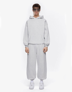 Conjunto Deportivo Unisex Gris con Sudadera de Cierre de Cremallera, Corte Holgado Informal, Cintura Elástica, Bolsillos Laterales, Ropa Deportiva Ligera de Algodón - Product Image 1