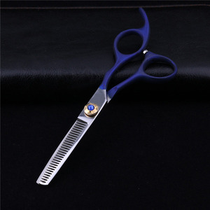 Blue Professional Hair Cutting <b>Shears</b> Stainless Steel Blade Thinning Scissors for Salon Use Right Handed <b>Long</b> <b>Handle</b> - Product Image 4