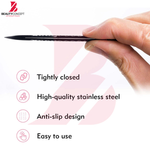 Pinzas de Precisión de Acero Inoxidable con Mango Antideslizante Negro Mate para Mega Volumen y Extensiones de Pestañas - Product Image 6