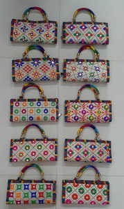 Nouvel arrivage de sacs à main ethniques vintage du Rajasthan sacs en tissu de coton décontractés avec doublure en toile et fermeture à glissière sacs de soirée - Product Image 3